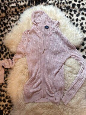 Pink zip up sweater with hood